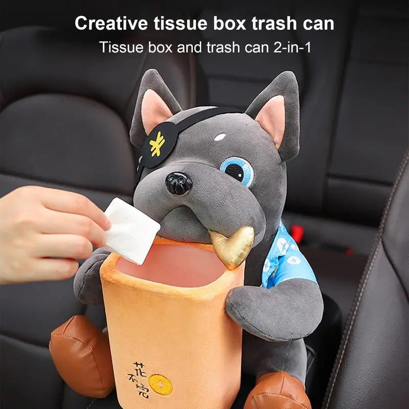 Plush Dog Car Tissue Box Trash Can Doggie Car Tissue Box 2 In 1 Cute Car Tissue Box Creative Animal Cartoon Decorative Organizer Oasis Select