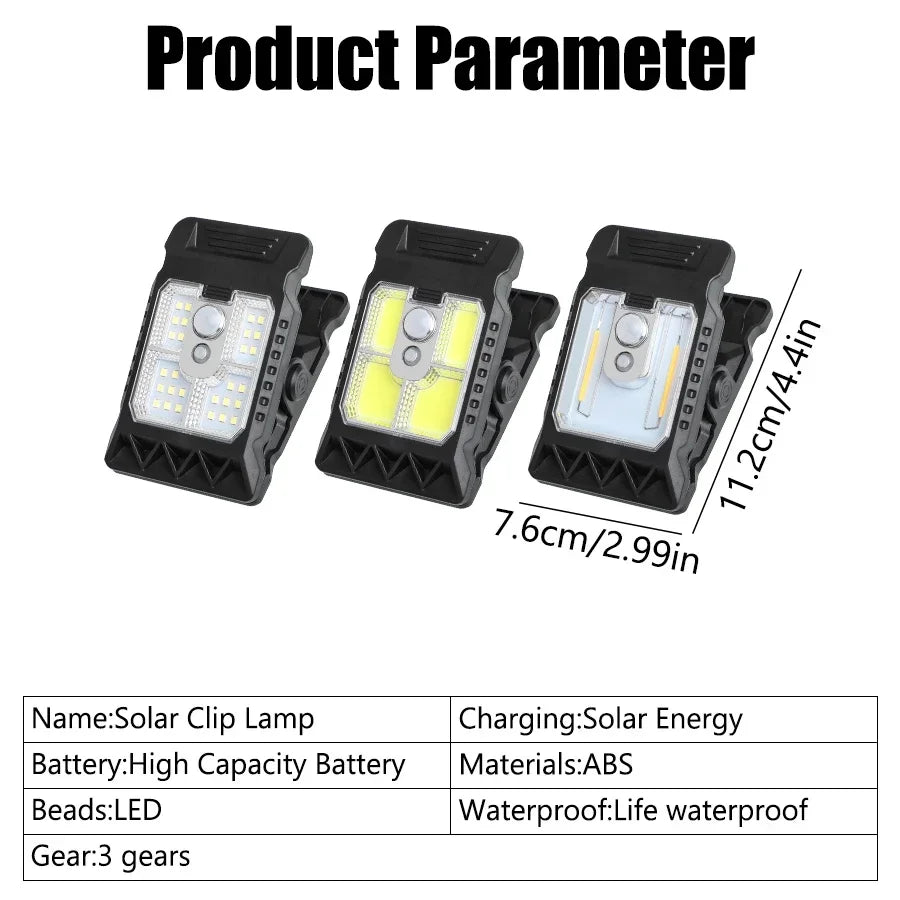 Outdoor Solar Clamp On Motion Sensor Lights Waterproof Work Light 3 Lighting Modes Camping Lamp Fence Walls Garage Led Lamps Oasis Select