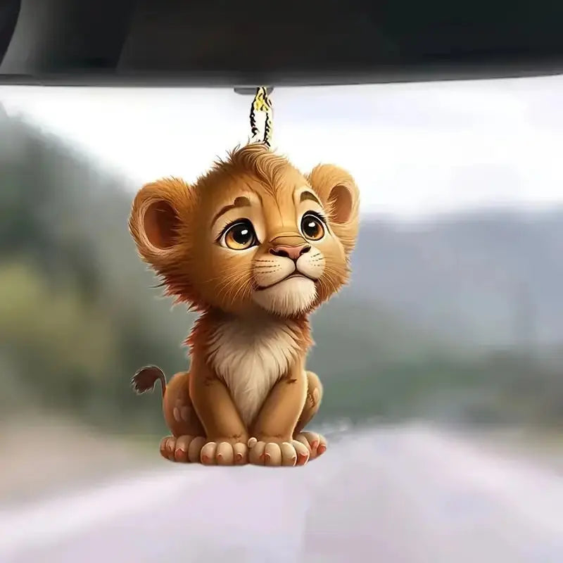 8cm Acrylic flat facing cat gun car pendant dog riding motorcycle backpack pendant home decoration angel pig handicraft 1Pcs Oasis Select