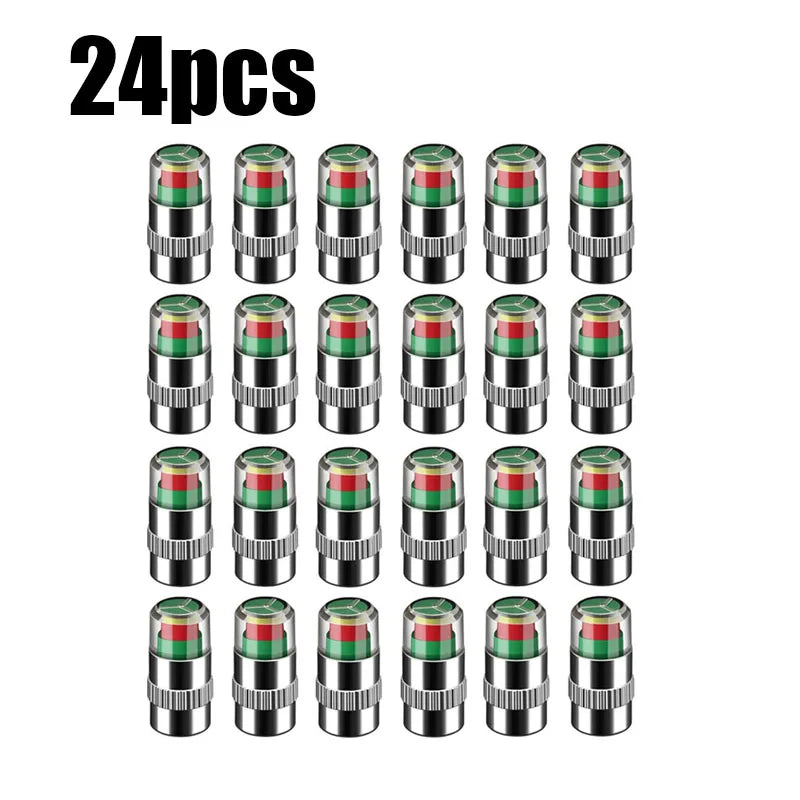 4/8/12/24pcs Bar Car Tire Pressure Guage Cap Sensor Indicator Alert Monitoring Tool Tyre Cap Indicator Alert Air Pressure Gauge Oasis Select 24pcs
