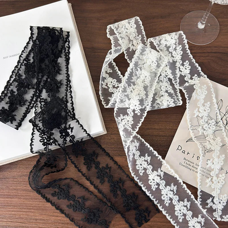 Korean Version of Ins Retro Lace Long Silk Scarf Female Personality with Decorative Streamers Multi-functional Belt Ribbon Oasis Select