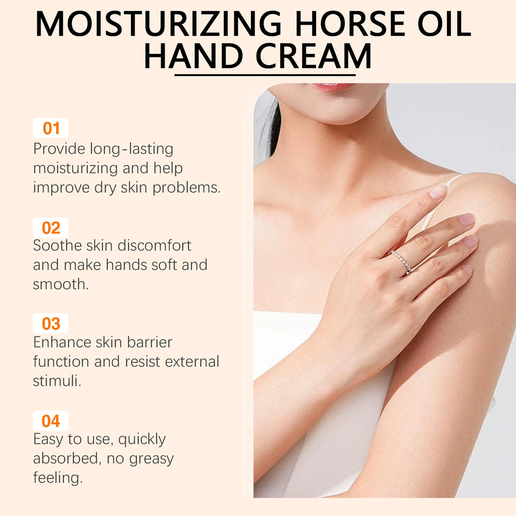 Moisturizing Horse Oil Hand Cream Anti Chapping Hydrating Soften Anti Cracked Soothing Dry Rough Nourishing Brighten Hand Care Oasis Select