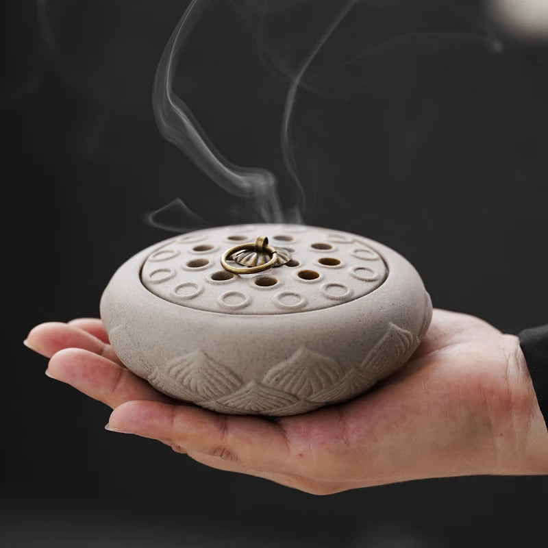 Lotus Incense Burner Tao Sha Tea Dish Incense Burner Wormwood Mosquito Repellent Household Indoor Creative Aromatherapy Stove Oasis Select B