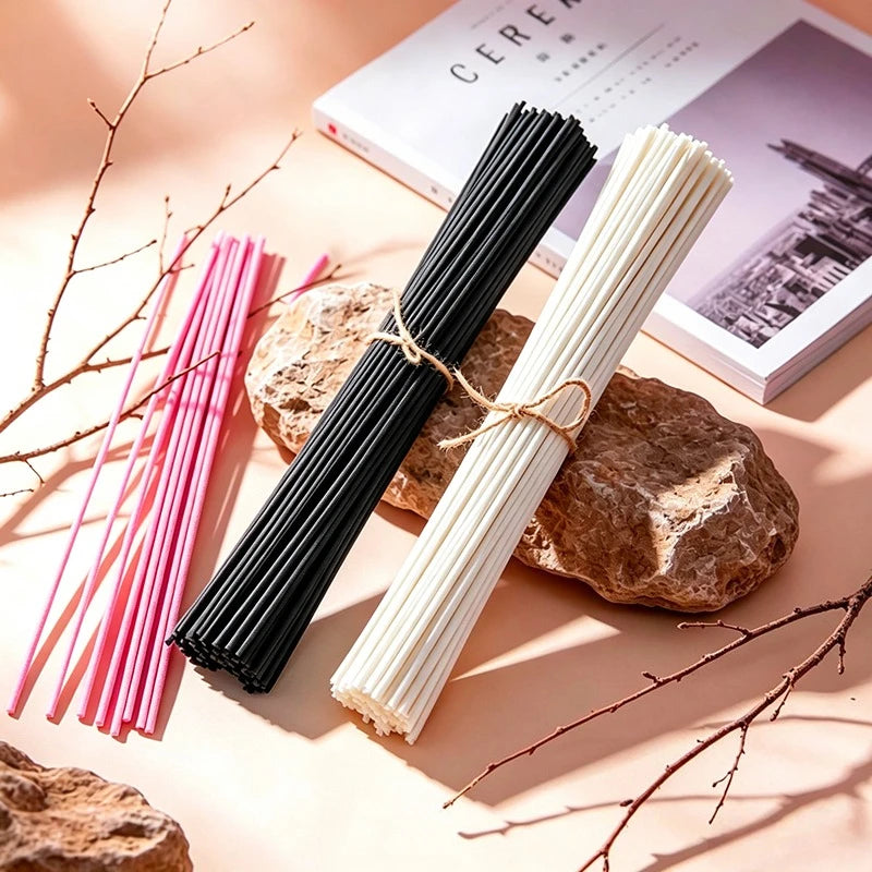 100pcs Per Pack Fiber Reed Diffuser Sticks 3mmx20cm Rattan Home Fragrance Aromatherapy Sticks Lasting for Office Bedroom Oasis Select