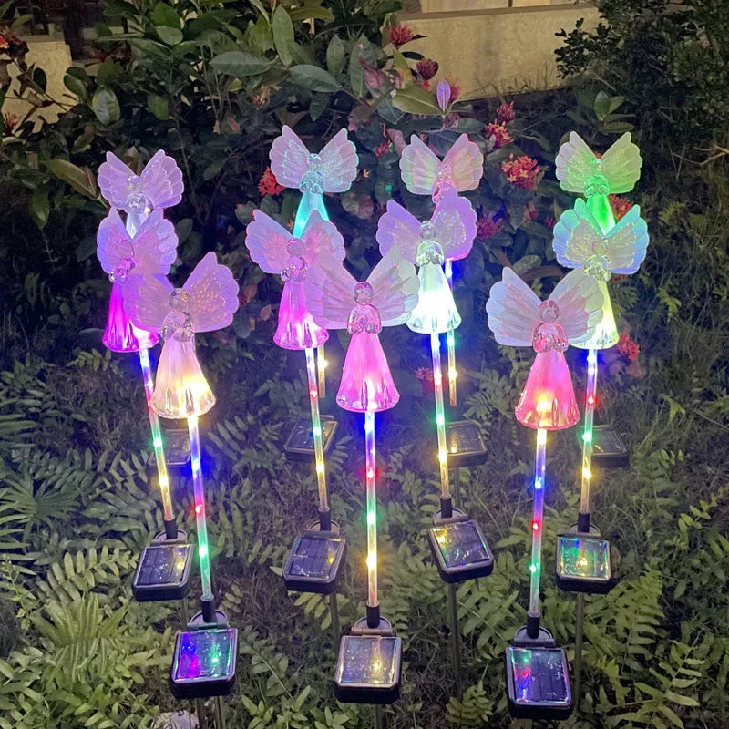 Led Solar Angel Light Outdoor Waterproof Villa Courtyard Simulation Festival Lighting Decoration Inserted Solar Lights Oasis Select