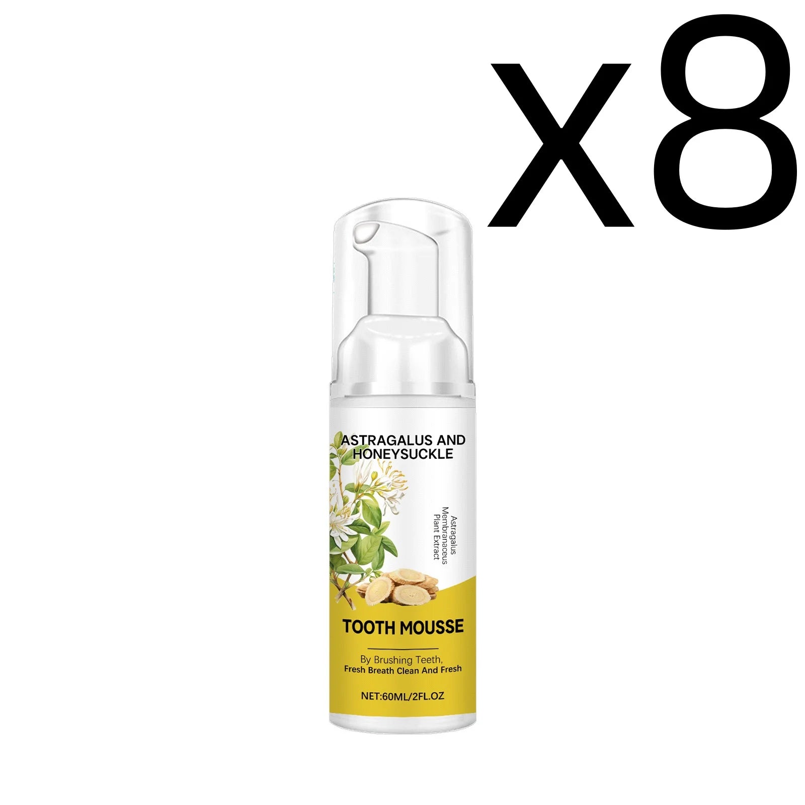 Astragalus Membranaceus Teeth Clean Mousse Reduce Yellowing Improve Mouth Odor Keep Oral Health Gentle Cleaning Foam Teethpaste Oasis Select 60ml X 8PCS