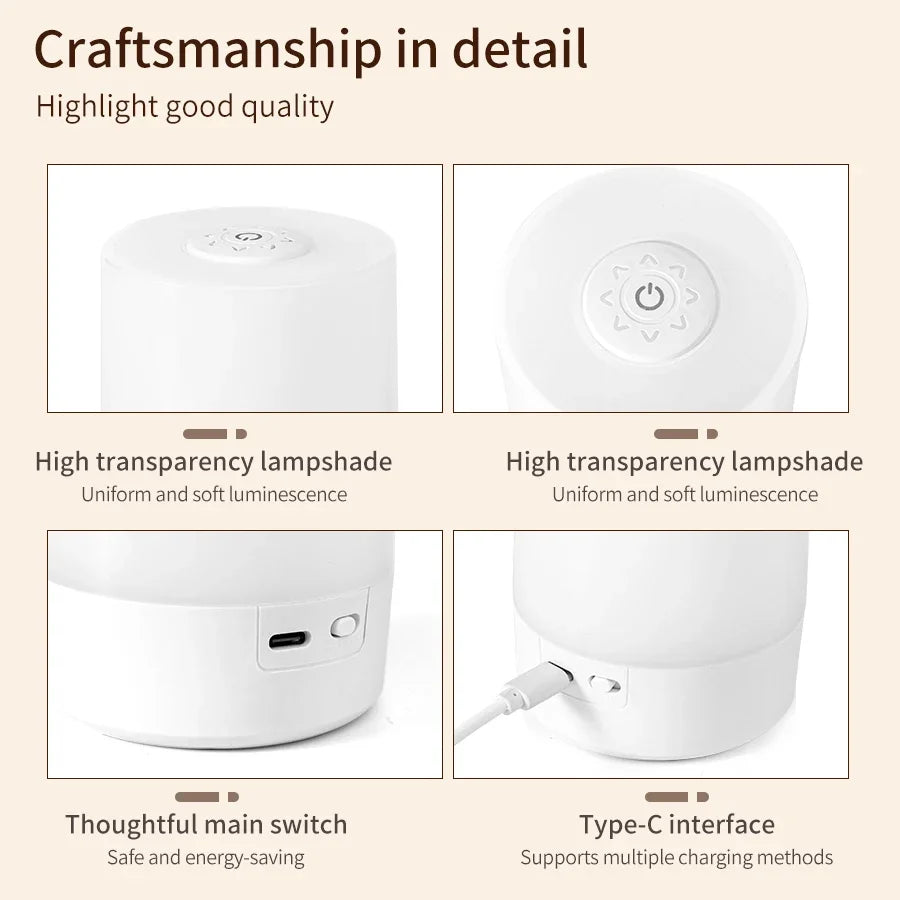 Dimmable LED Touch Night Light – Rechargeable Bedside Lamp LED Night Light Oasis Select