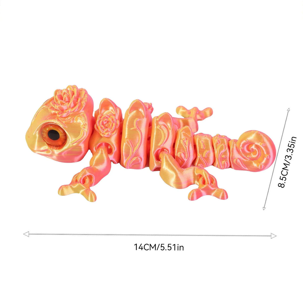 3D Printed Chameleon Figure – Movable Joints & Realistic Eyes Articulated Animal Figure Oasis Select