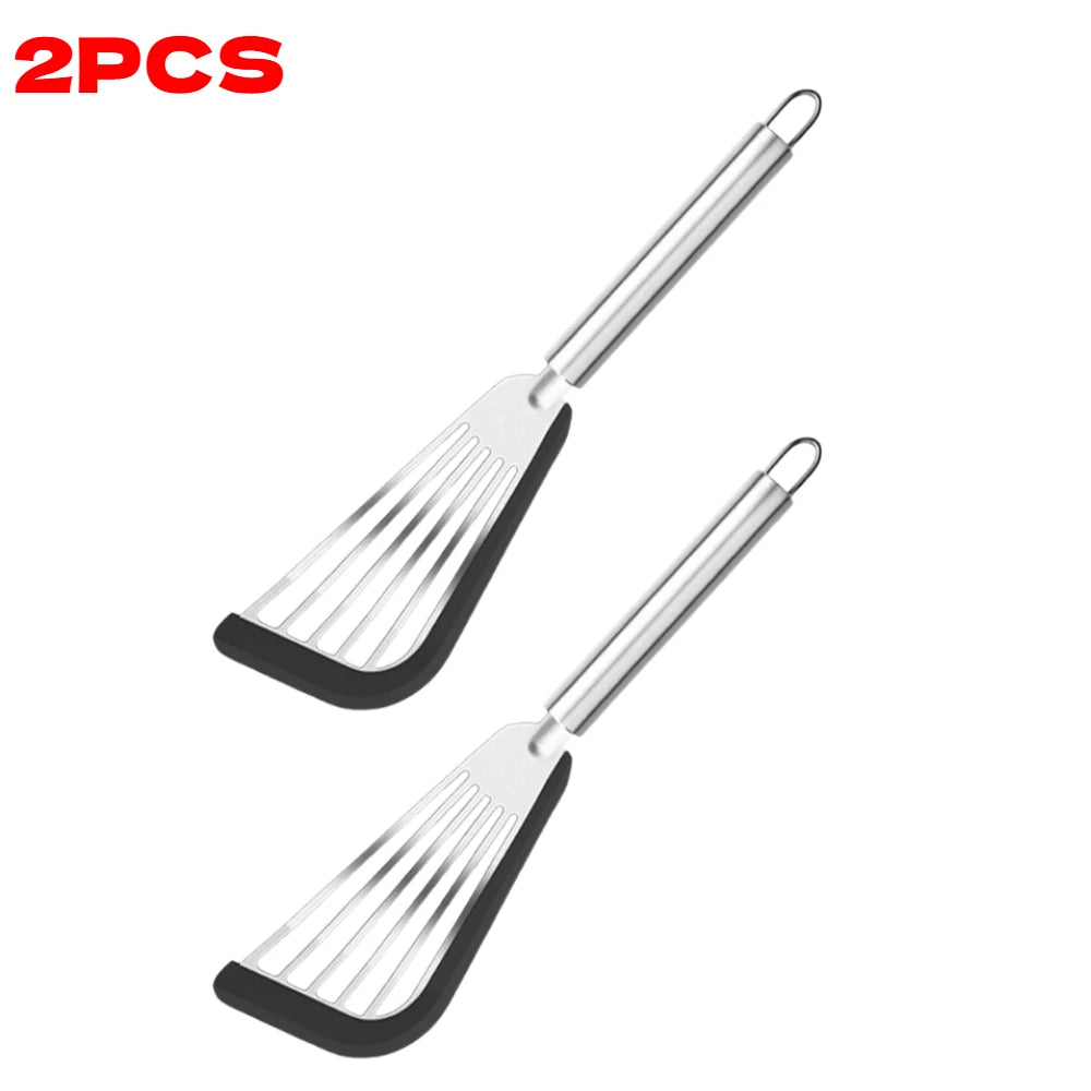 Stainless Steel Frying Spatula Heat-Resistant Non-slip Slotted Turner Fish Flipping Shovel Kitchen Cooking Accessories Oasis Select 2PCS