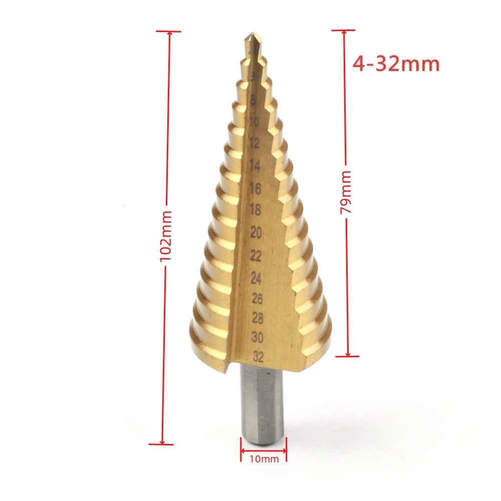 HSS Titanium Step Drill Bit 4-32/42mm – Metal & Wood Cone Drill Step Drill Bit Oasis Select