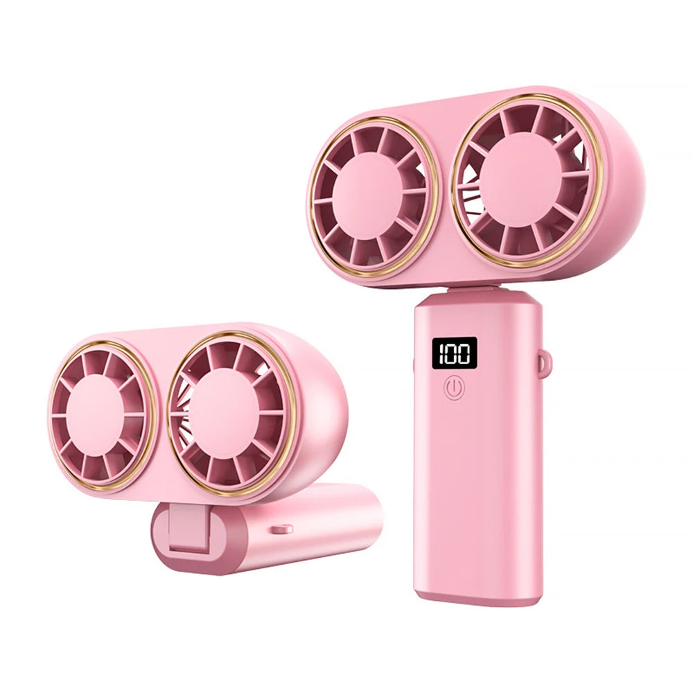 USB Rechargeable Neck Fan – Folding, Digital Display, 2400mAh
