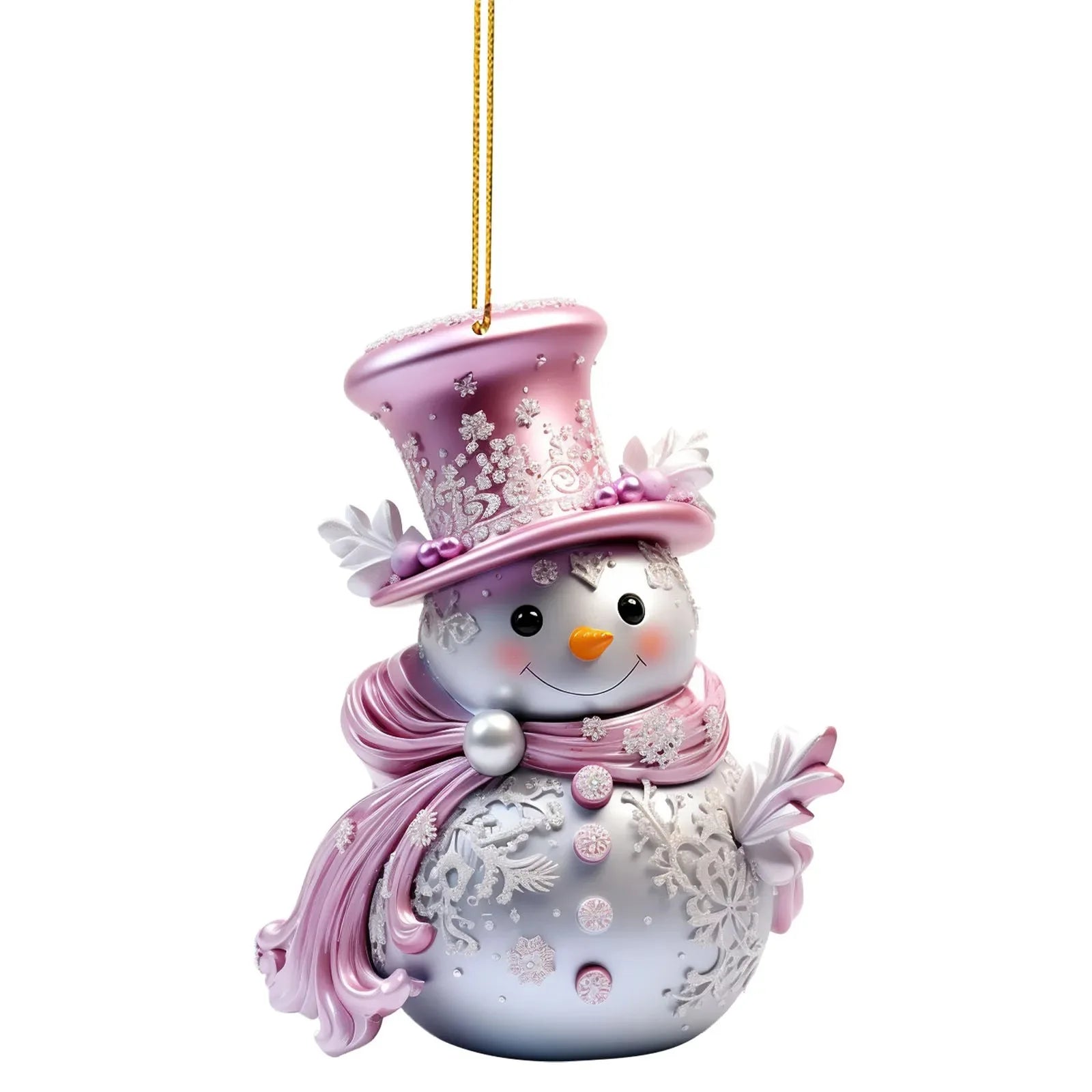 8cm Pink Snowman Hanging Pendants Christmas Decorations Xmas Tree Pink 2D Acrylic Ornaments Home Holiday Decoracion 2025 Navidad Oasis Select Style 4