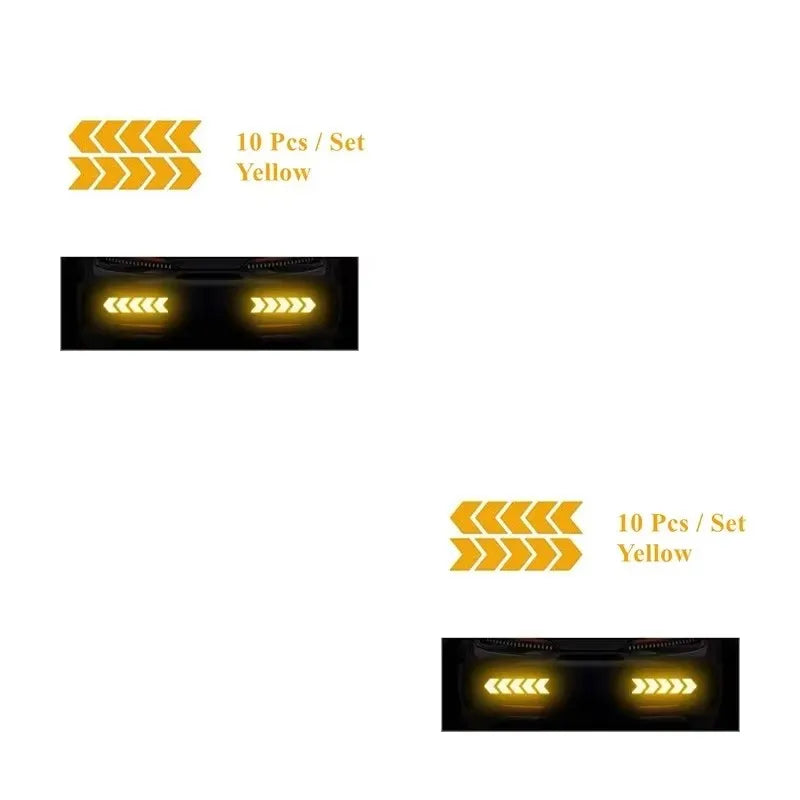 1/2/3set Car Bumper Reflective Safety Strip Stickers Car Arrow Reflective Sticker Reflective Warning Safety Tape Oasis Select Yellow-2set
