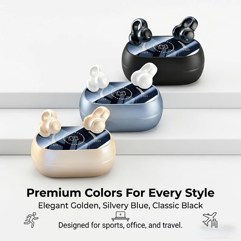 Ear-Clip Wireless Headphones Bluetooth Headset With Mic Handsfree Noise Canceling Earphones Clip Ear Music Sports Gaming Earplug Oasis Select