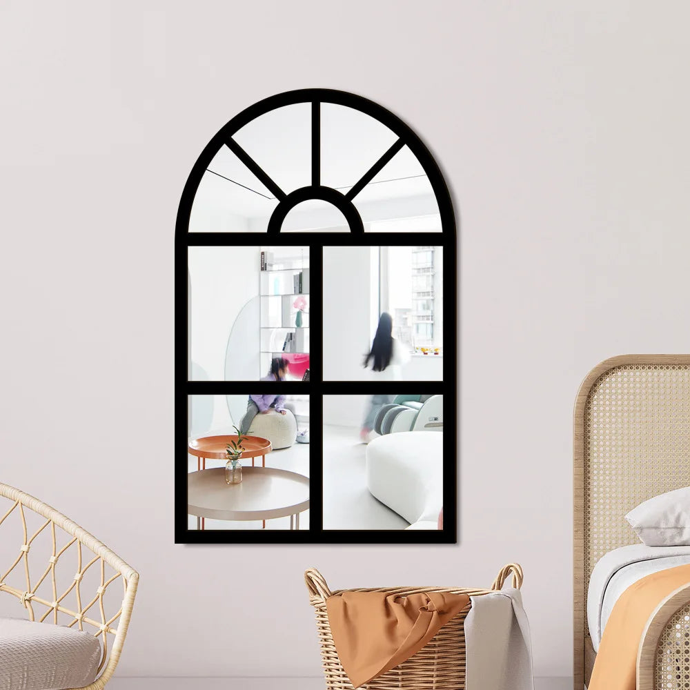 Wood and Acrylic Mirror Paste False Window Living Room Bedroom Study Decorative Wall Paste wall decor Oasis Select MZ422-C 82.6cm x 50.8cm