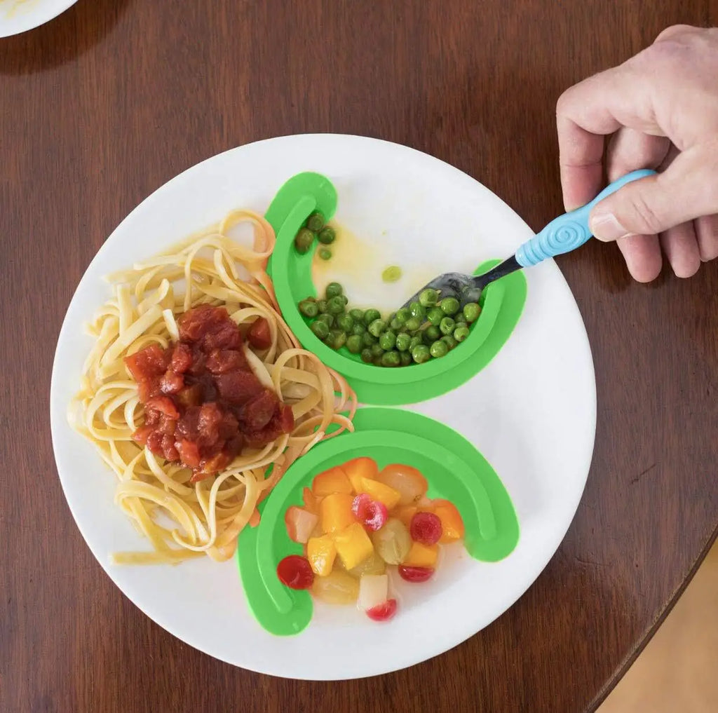 Food Cubby Plate Divider Clear Divider Silicone Food Separator Strip with Suction Cup Seal To Keep Runny Food From Spread Oasis Select green set
