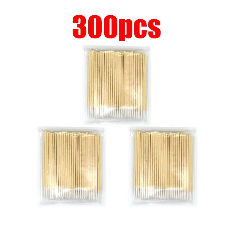 100/300/600pcs Disposable Nail Wood Cotton Swab Clean Sticks Lint-Free Wood Nail Cleaning Bud Wooden Tip Nail Polish Remover Oasis Select 300pcs