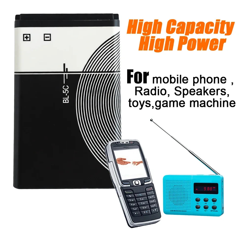 BL-5C 3.7V 1000mAh Rechargeable Battery BL5C BL 5C Phone Battery 2112 2118 2255 2270 2280 2300 2600 2610 3125 3230 Radios Oasis Select