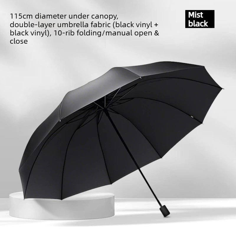 Oversized Folding Sun Umbrella Black Glue UV Blocking Parasol Wind Resistant Double Layer Shade Umbrella for Travel Oasis Select 115cm matte black Aluminum 10K