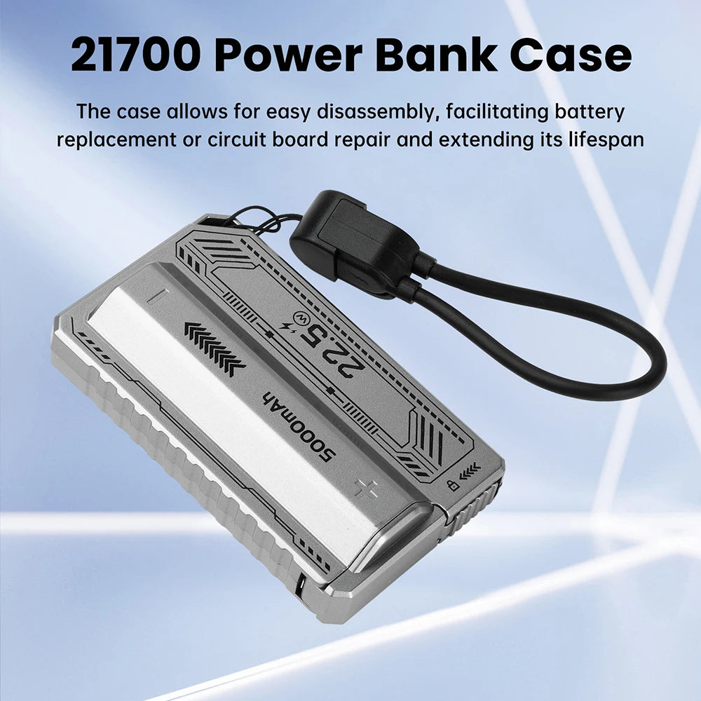 21700 Power Bank Case PD 20W Fast Charging Built In Cable Detachable Power Bank DIY Battery Case (Without Battery) Oasis Select