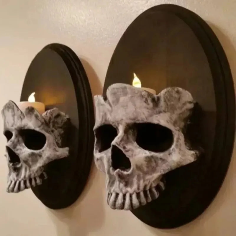 Gothic Style Wall Decoration Resin Handicraft Resin Craft Wholesale Home Decoration Skeleton Candlestick Pendant Oasis Select