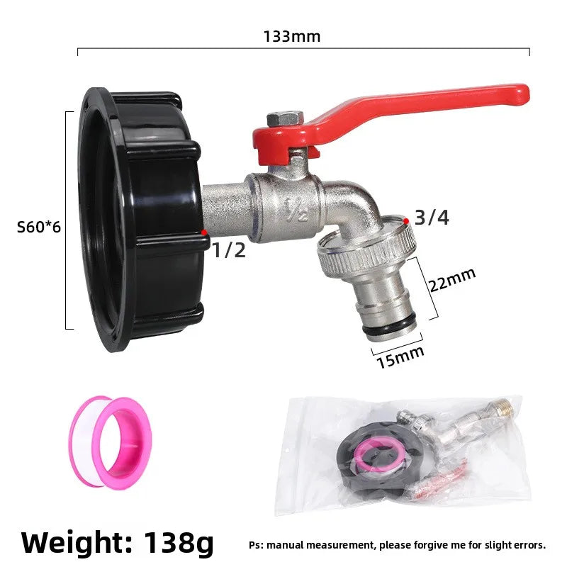 Durable IBC Tank Tap Adapter S60*6 Coarse Thread to 1/2'' 3/4'' Connector Replacement Valve Garden Home Valve Fitting Faucet Oasis Select D