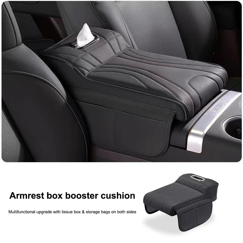 Enhanced Car Armrest Cushion with Tissue Box: Thicker Side Extension Pad for Console Oasis Select A1