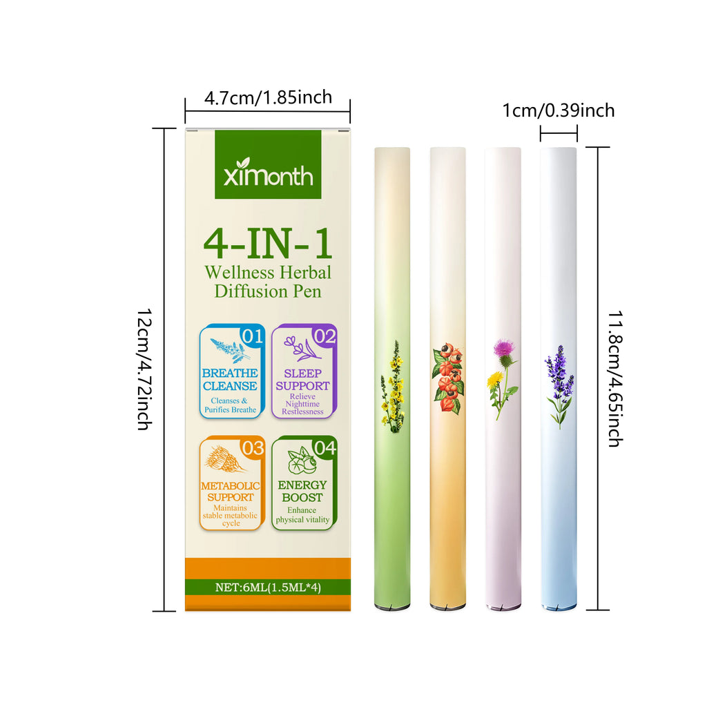 4-in-1 Air Freshening Pen: Relaxing the Senses Clear Breathing Refreshing Invigorating Aromatherapy Diffuser Lung-Cleansing Pen Oasis Select