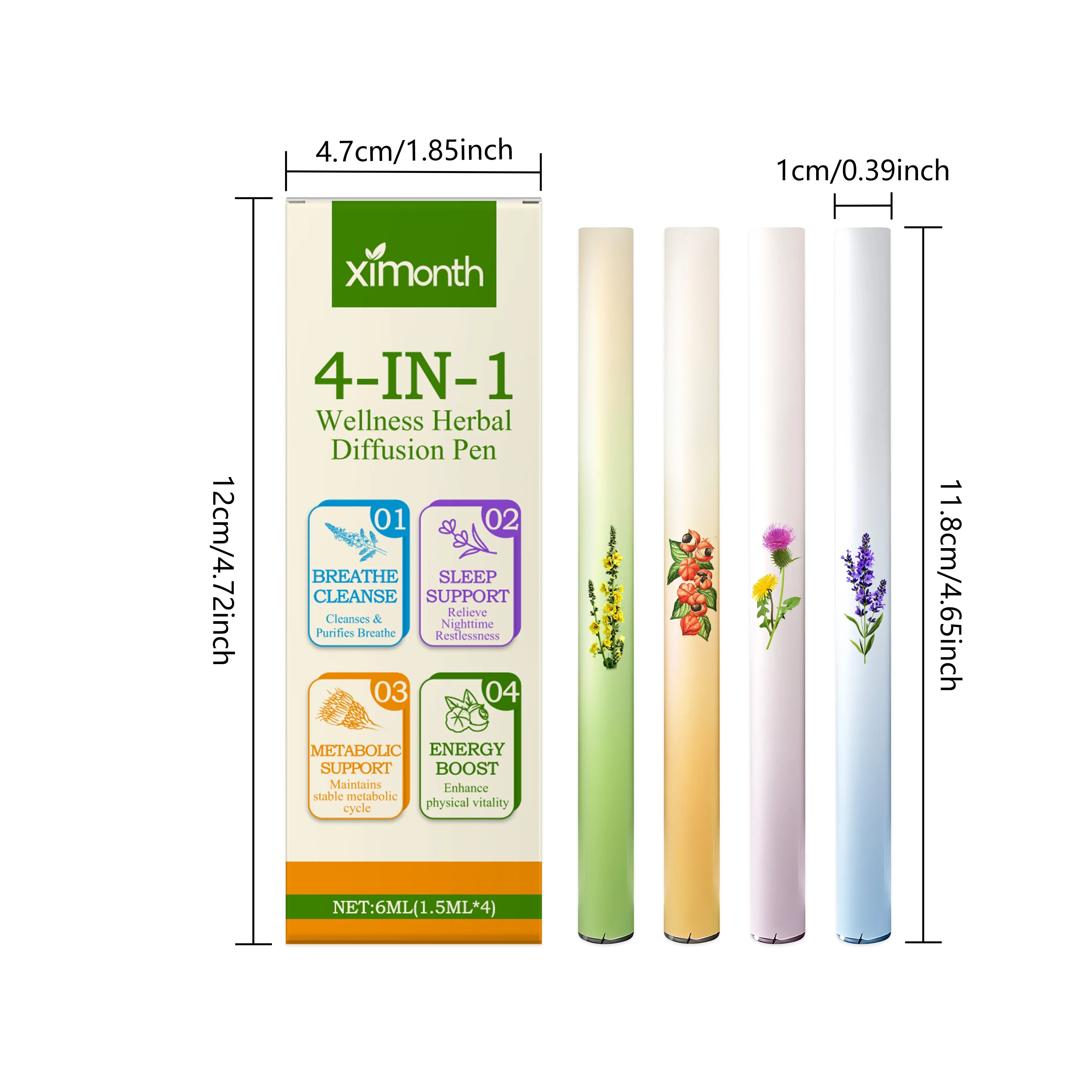 4-in-1 Air Freshening Pen: Relaxing the Senses Clear Breathing Refreshing Invigorating Aromatherapy Diffuser Lung-Cleansing Pen Oasis Select