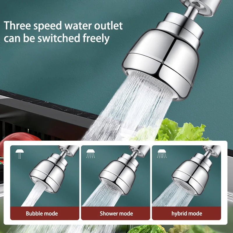 3-Speed Rotatable Kitchen Faucet Extender & Anti-Splash Nozzle