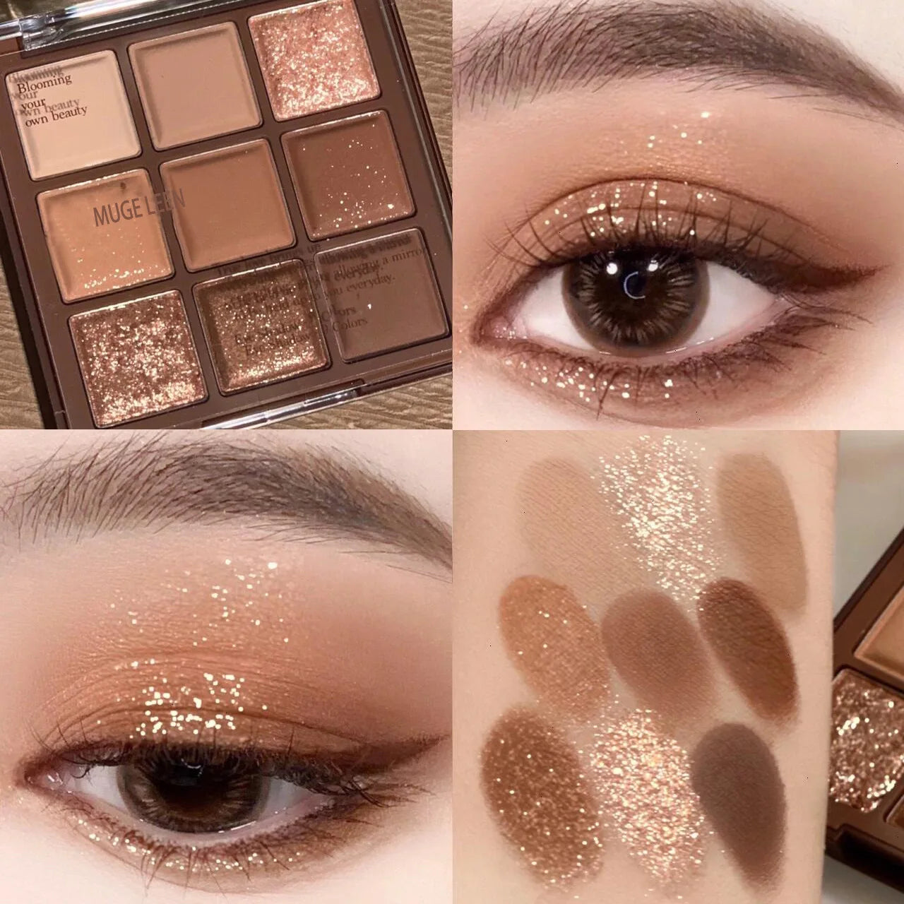 9-Color Chocolate Eyeshadow Palette | Earth Matte & Glitter