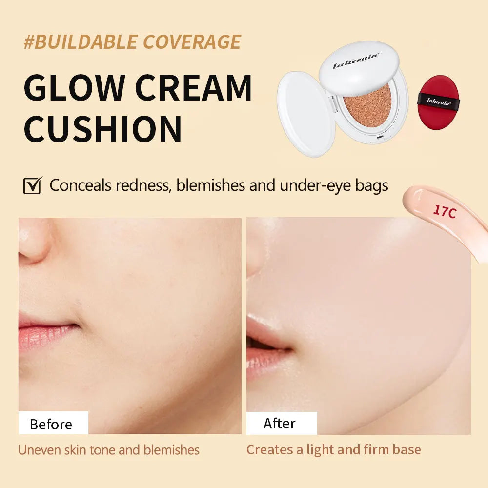NEW Glow CC Cream Foundation Cushion Waterproof Long-lasting Brighten Foundation Cream Women Base Makeup Face Korean Cosmetics Oasis Select