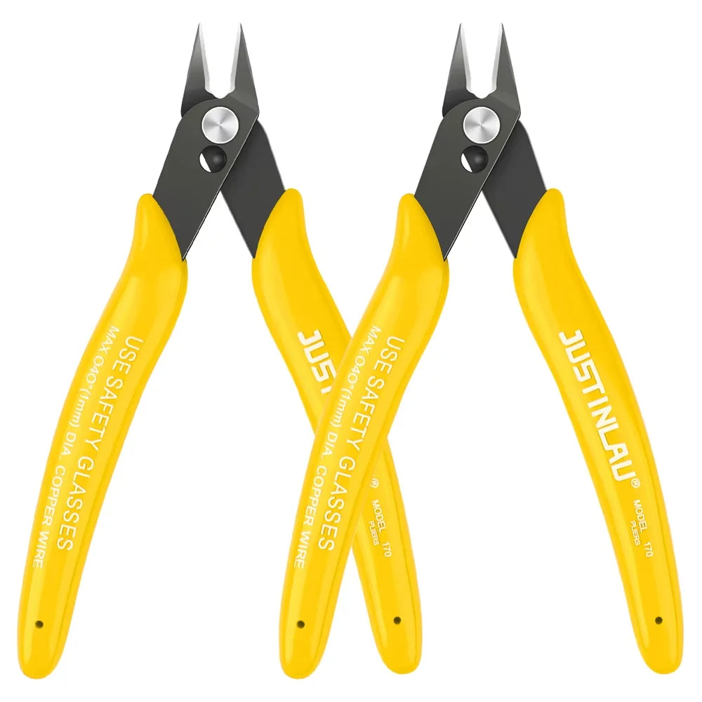 2Pcs Mini Nose Cutting Plier Electrical Wire Cable Cutter Metal Side Snips Flush Pliers Convenient Durable Tool Oasis Select YELLOW