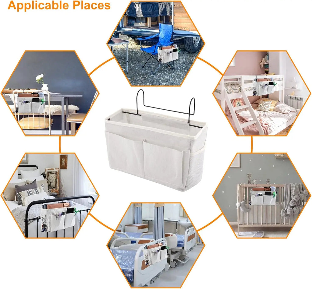 Student dorm storage basket hanging storage bag bedside storage rack wall-mounted storage basket for keys water cups charger etc Oasis Select
