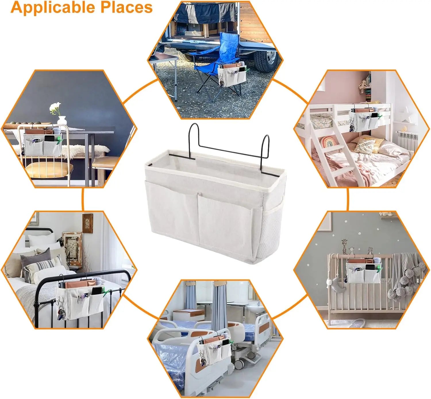 Student dorm storage basket hanging storage bag bedside storage rack wall-mounted storage basket for keys water cups charger etc Oasis Select
