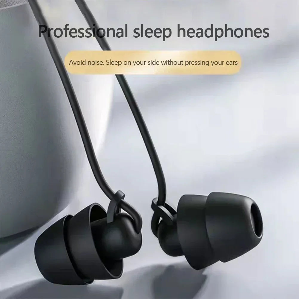 Silicone Sleep Earphones 3.5mm Wired In-Ear Headphones with Mic