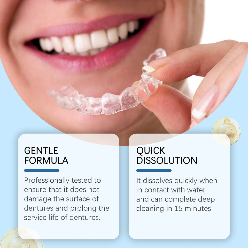 Denture Cleaning Effervescent Tablets, Gentle Cleaning, Stain Removal, Fresh Clean, Daily Portable Effervescent Tablets Oasis Select