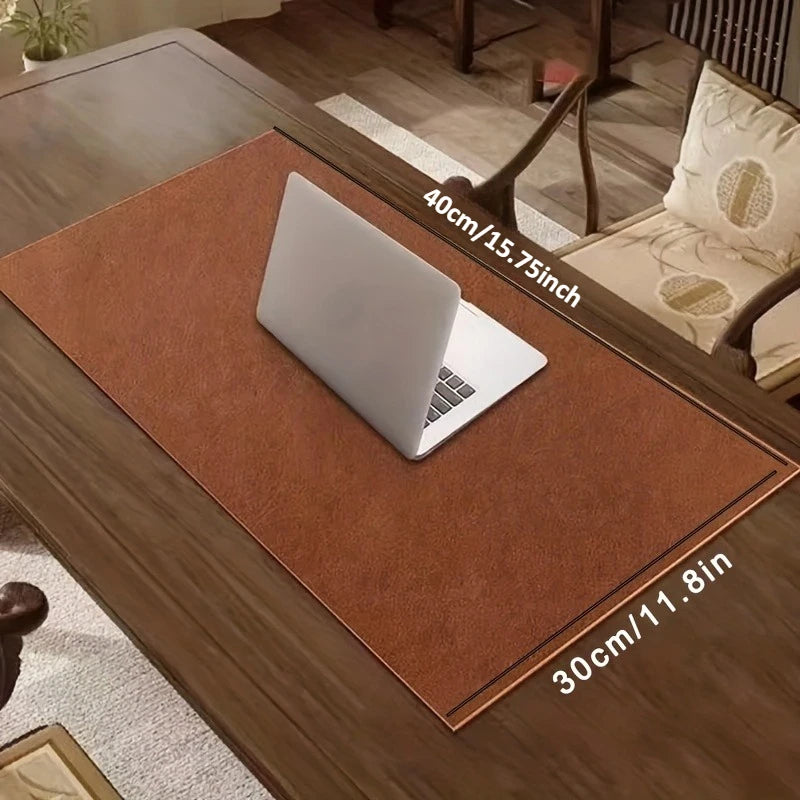 1pc Vintage Faux Leather Desk Mat & Mouse Pad, Non-Slip Double-Sided with Stitched Edges, Easy Clean for Office Home Laptop Oasis Select 30x40cm