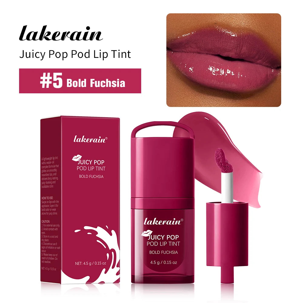 Juicy Box Shape Lip Tint Gloss Moisturizing Lightweight & Non-Sticky Lip Staion Long-Lasting High Shine Finish Lips Makeup Oasis Select Bold Fuchsia