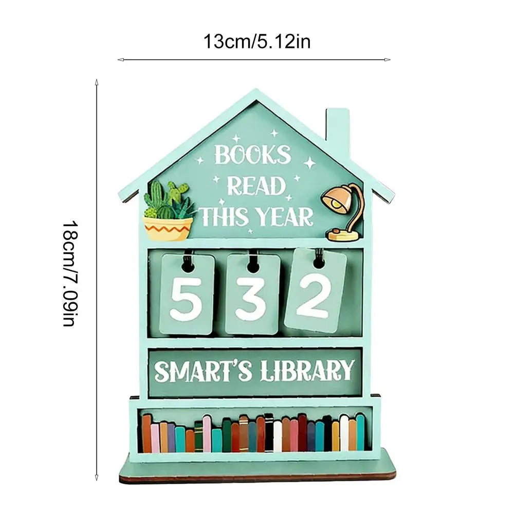 Books Read Tracker Manual Rustic Wooden Decorative Home Read Tracker Reading Sign Bookshelf Decor for Shelf Desk Table Display Oasis Select Light Green