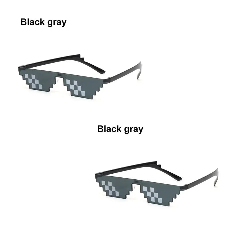 1/2/3pcs Mosaic Funny Party Glasses Festival Party Photo Props Anime Pixel Glasses Pixelated-Meme Decor Favor Funny Creative Oasis Select 2pcs Black