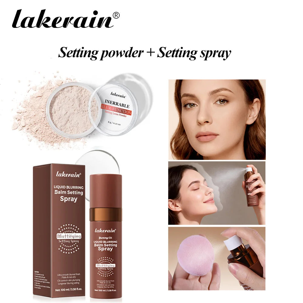 Setting Powder & Setting Spray Set Long Lasting Makeup Setting Even Skin Tone Control Oil Smooth Matte Finish Makeup Setting Kit Oasis Select SET 4