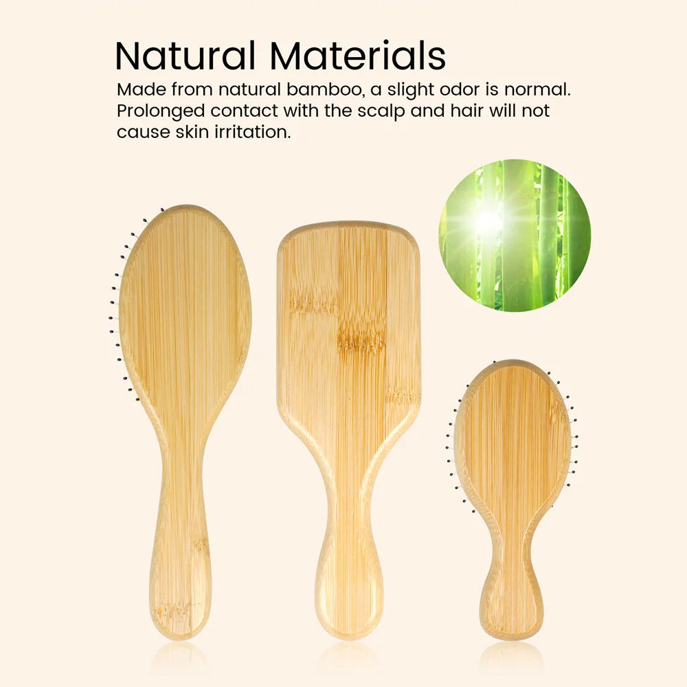 Bamboo Hair Brush Wooden Handle with Boar Bristles for Gentle Hair Combing Detangling and Scalp Massage Oasis Select