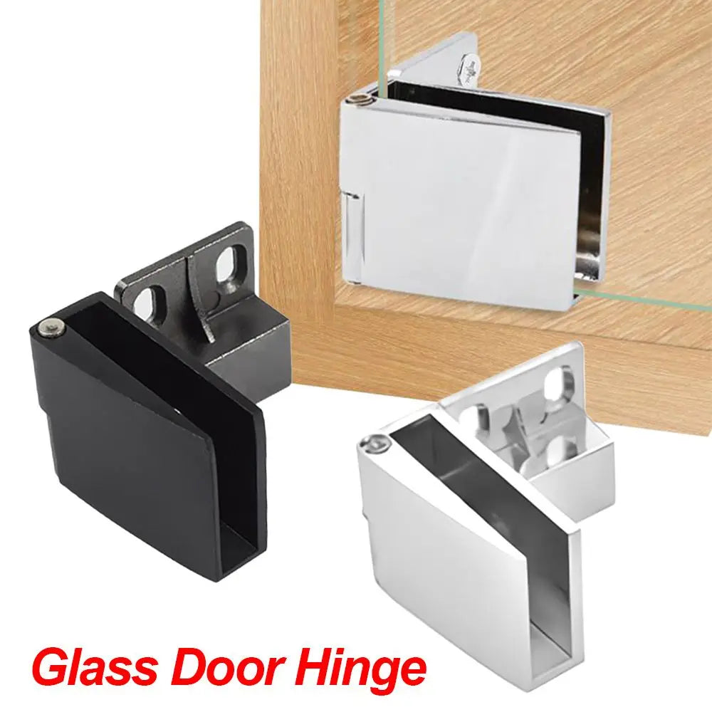 1pair Zinc Alloy Self-closing Glass Door Hinge No Drilling Frameless Clamp Side Mounted Hardware Furniture Accessories Oasis Select