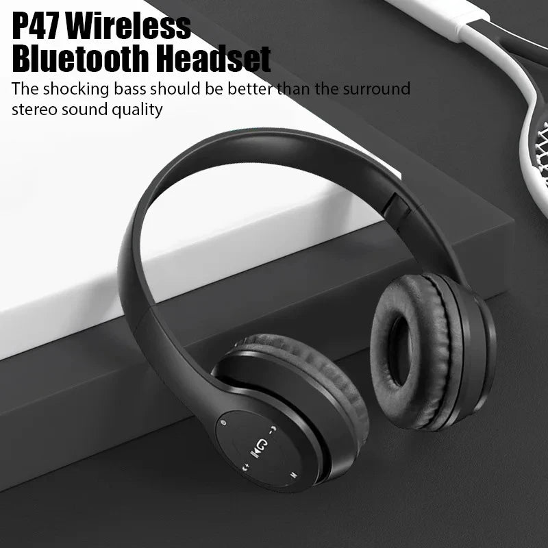 P47 Wireless bluetooth headphone With Mic Headsets Stereo Sound Earphones Sports Gaming Headphones Supports PC Smartphone Oasis Select