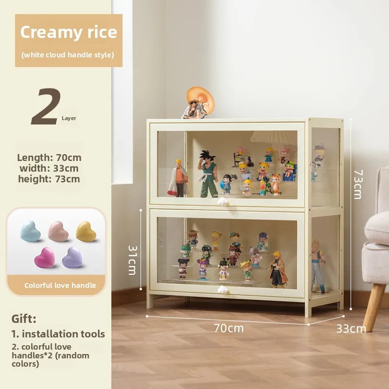 Showcase Figure Lego Showcase Up to building block Storage box Household toy model Storage rack Display shelf Oasis Select Cream Rice Ermen 70