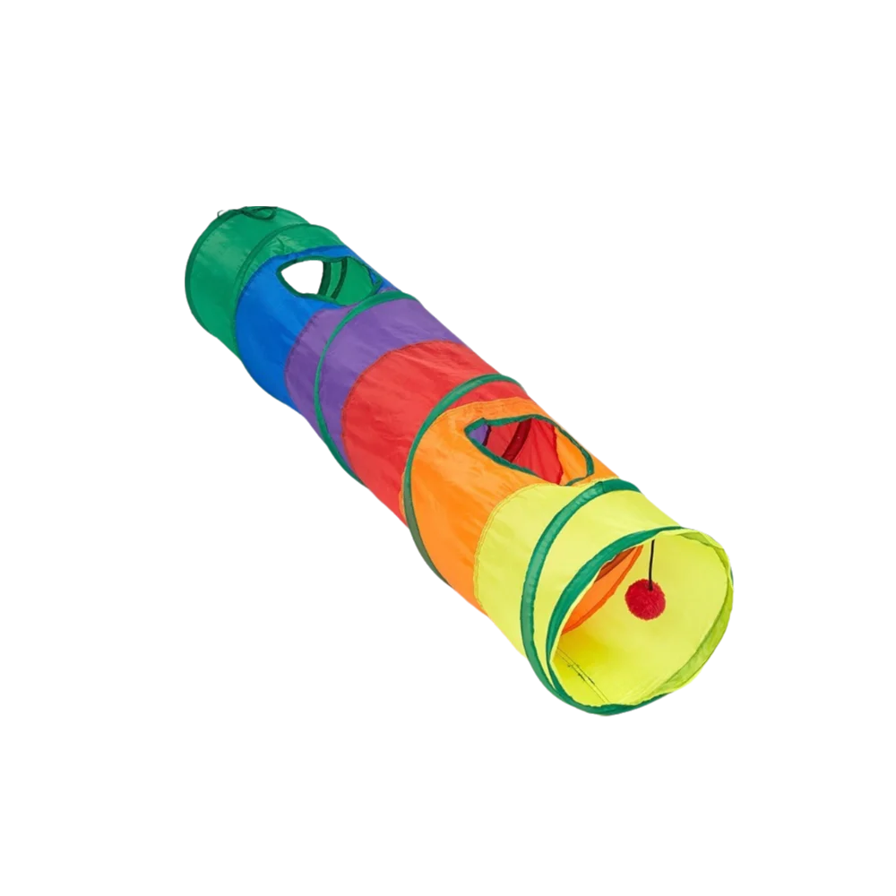 Colorful Folding Cat Tunnel with Ball – Interactive Pet Play