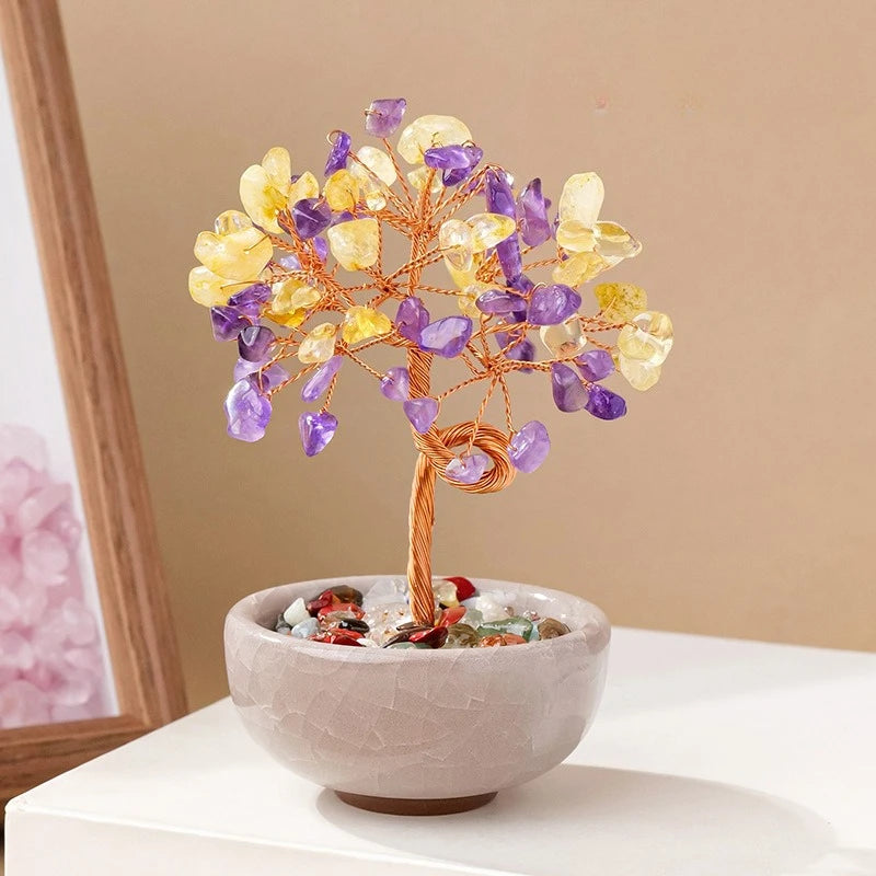 Treasure Basin Crystal Wealth Tree Tea Cup Base Crystal Tree Creative Crystal Decoration Home Decoration Accessories Oasis Select