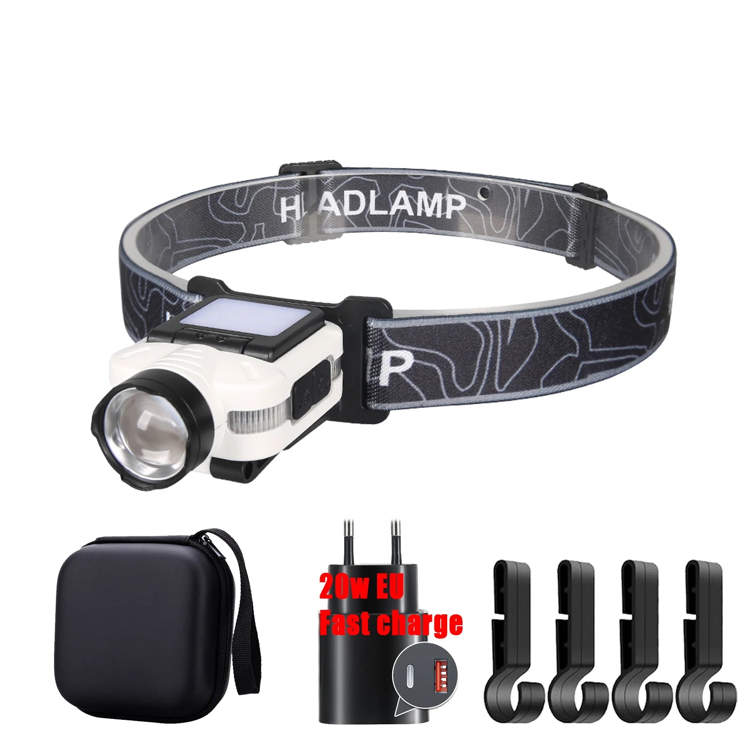 COB LED Rechargeable Headlamp – 5 Modes, 200LM & Pen Clip