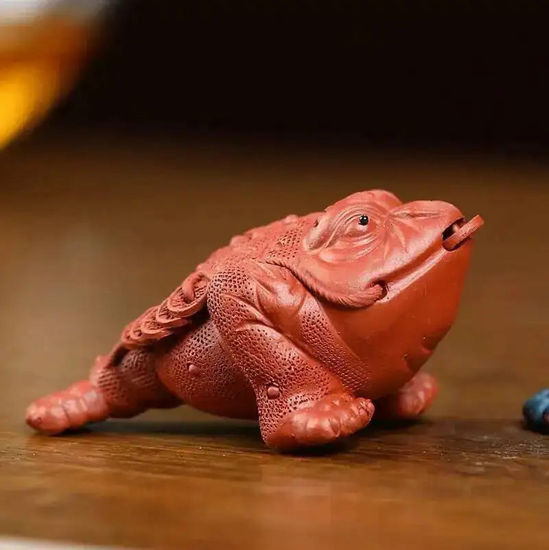 Golden Toad Wealth-attracting Ornament Purple Clay Tea Pet Tea Table Display Чайные украшения Oasis Select Cinnabar